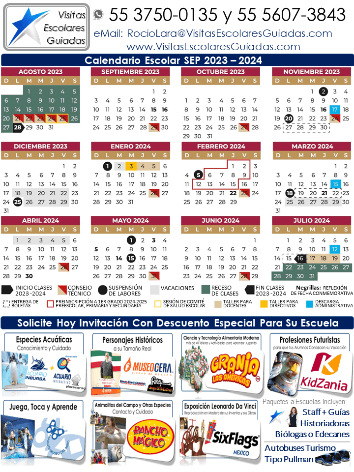Calendario SEP VisitasEscolaresGuiadas.com
